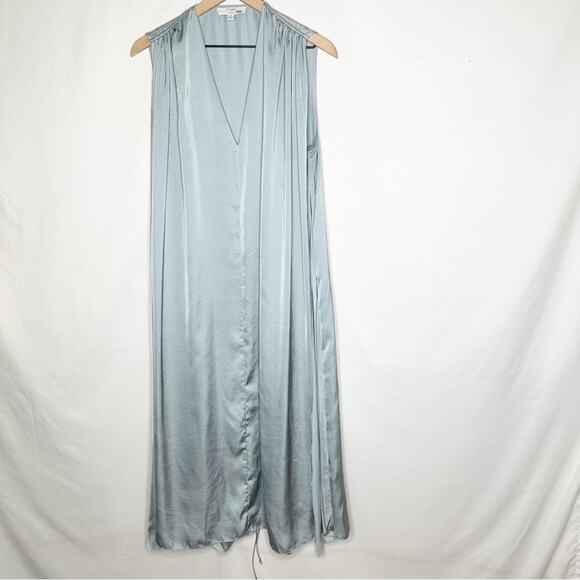 TOME Collective Blue Satin Pleated Halter Dress in Size 8 - Picture 1 of 6